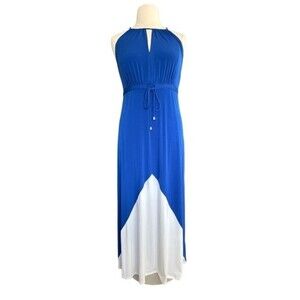 Suite 7 | Color-Blocked Maxi Dress | Cobalt Blue & White | Size 12